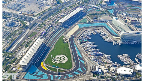 YAS MARINA CIRCUIT, UNITED ARAB EMIRATES - NOVEMBER 19: Aerial during the Abu Dhabi GP at Yas Marina Circuit on Saturday November 19, 2022 in Abu Dhabi, United Arab Emirates. (Photo by Gareth